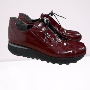 Paul Green Girls Burgundy Patent Leather Loafers Shoes Size 3.5 Old Money Luxury